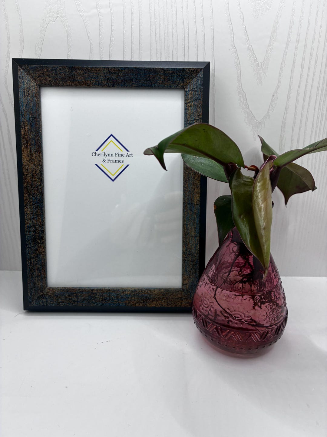 Tan and Blue Angled Wood Picture Frame: Black Furniture Finish, 5x7 ...