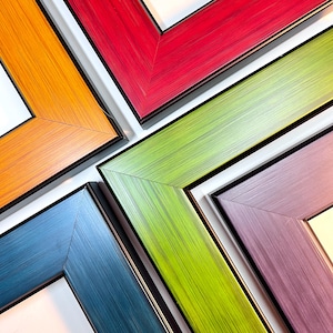 Colorful wide contemporary picture frame, wood grain with black accent 4x6 5x7 6x8 8x10 11x14 16x20