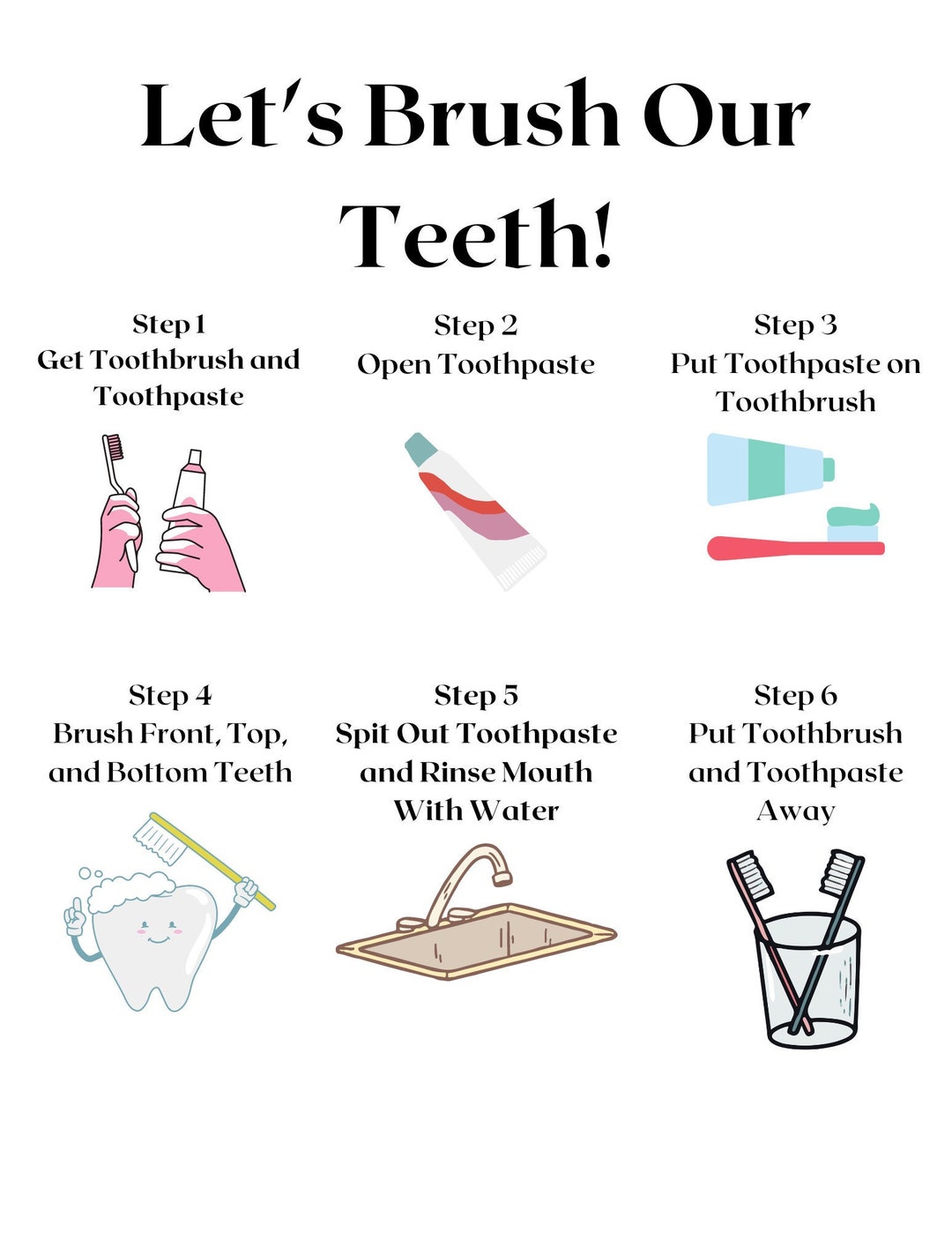 Brushing Teeth Step by step Visual Task Analysis Template Brushing Teeth Instruction Template Etsy Brushing Teeth Step by step Visual Task Analysis Template Brushing Teeth Instruction Template Etsy