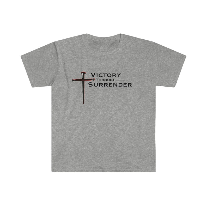 Seger genom kapitulation, herr- och damunisex mjuk t-shirt bild 2