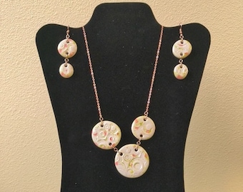 Porcelain Earrings And Necklace Set