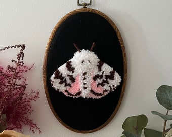 Handmade faux taxidermy wall decor, dark academia art wall hanging, wood framed embroidery art, home decor, minimalist aesthetic