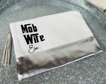 Mob Wife Era | Bag | Zipper Bag | Tassel | Mob Wife Aesthetic | Gift | Silver | Cosmetic Bag