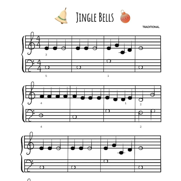 Jingle Bells - Piano Christmas sheet music for beginners