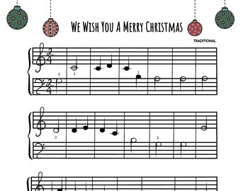 We wish you a Merry Christmas - Piano Christmas sheet music for beginners