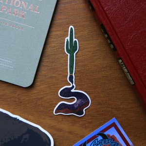 Sonoran Desert Saguaro Paintbrush Translucent Vinyl Glossy Sticker