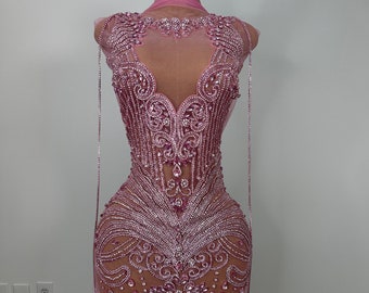 Custom Pink Rhinestone Birthday Dress - Etsy Custom Pink Rhinestone Birthday Dress - Etsy
