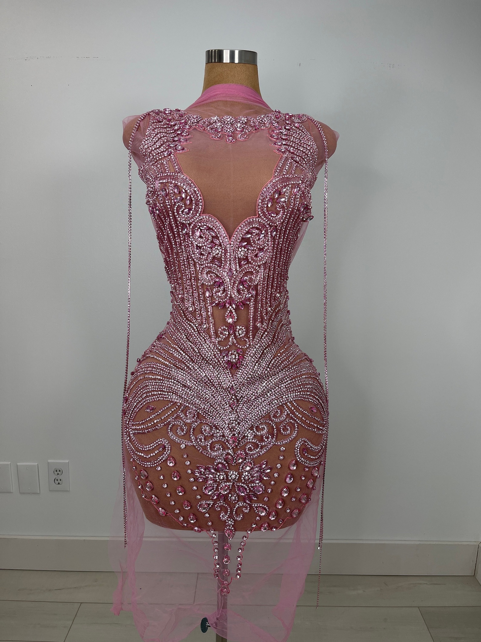 Custom Pink Rhinestone Birthday Dress Etsy