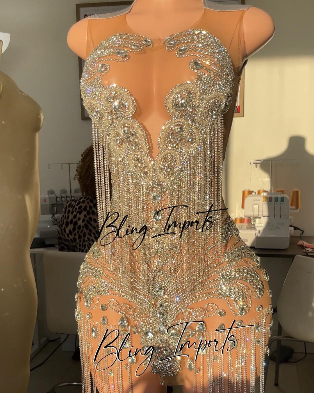 Plus Size Rhinestone Dress Etsy UK