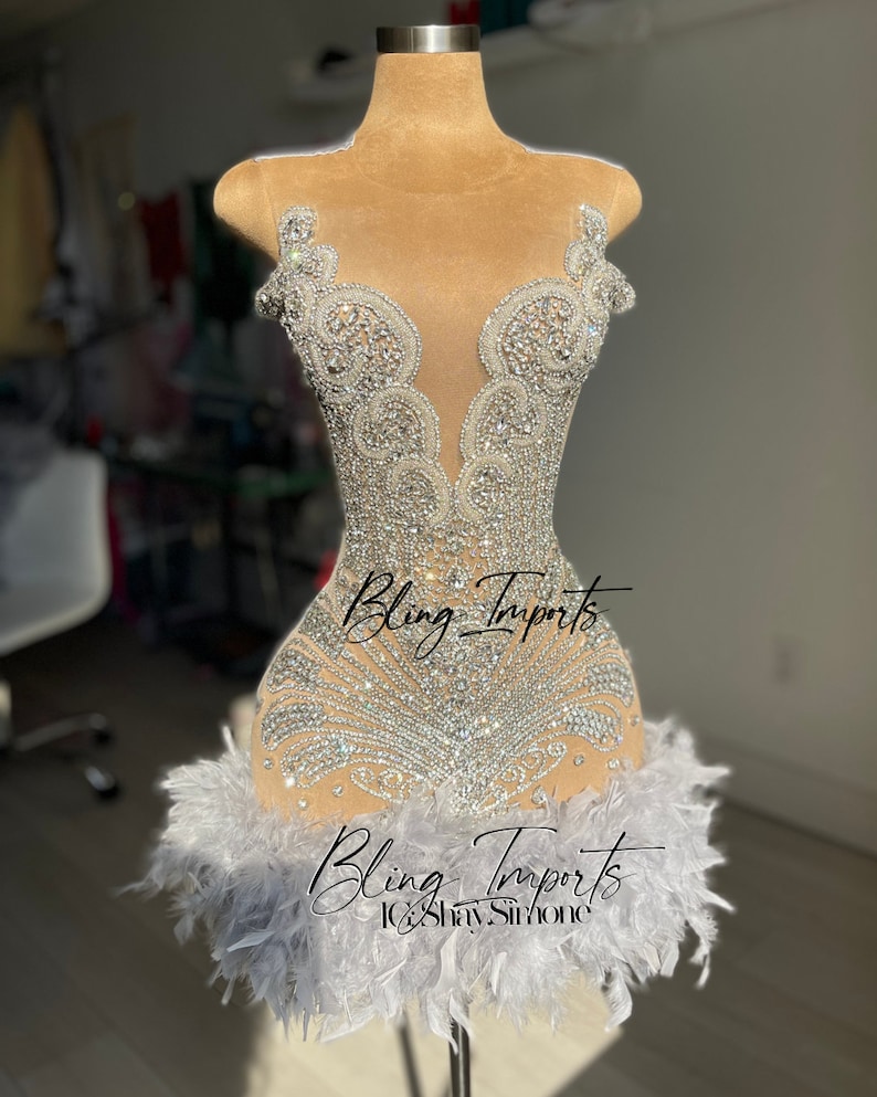 Rhinestone Dress Birthday Party Dress Crystal Jacket Blazer Performance Party Costume