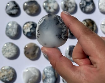 Dendritic Opal Flat Stone | Dendritic Opal, Crystal Pocket Stone, Crystal Carving, Opal Carving, Calming Stone, Healing, Metaphysical,