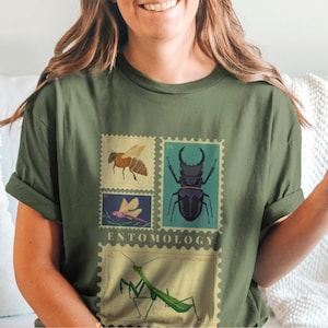 Cottagecore Entomology Shirt, Vintage Bug Shirt, Insect Tee, Praying Mantis Top, Gift for Insect Lover, Scientific Aesthetic Beetle Shirt