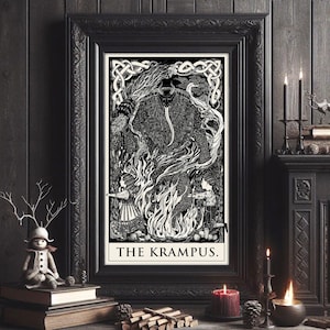 LE KRAMPUS | « Le Diable » | Illustration de carte de tarot | Impression d'environ 8,3 x 14 po.