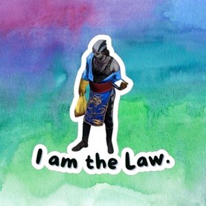 DISCO ELYSIUM Vinyl Sticker, I am the Law Party Dragon Silk Rob Mesh Top, Streamer Animated Gift, Video Game Decal for Laptop