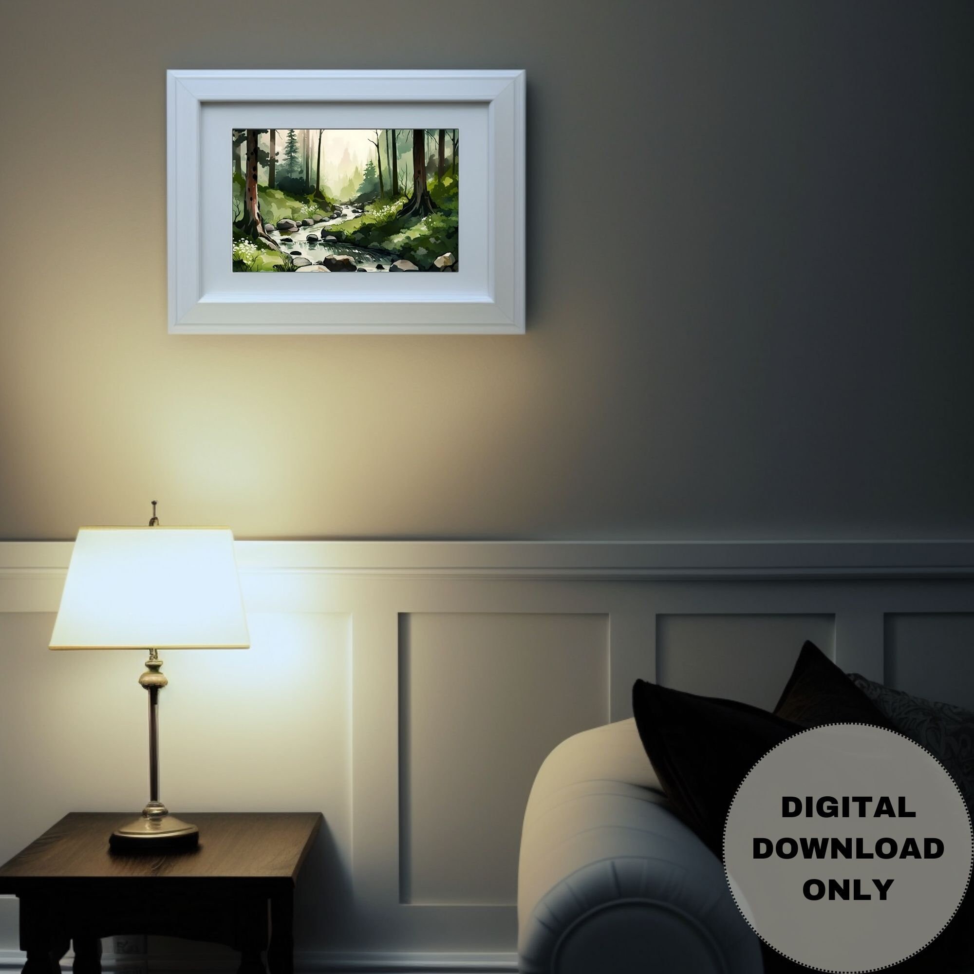 Rustic Woodland Flow, Forest-river-nature, Printable Wall Art, Digital ...