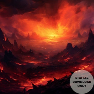 Birth of a Demon, Eruption-Volcanic-Ominous, Printable Wall Art, Digital Download, Digital Painting