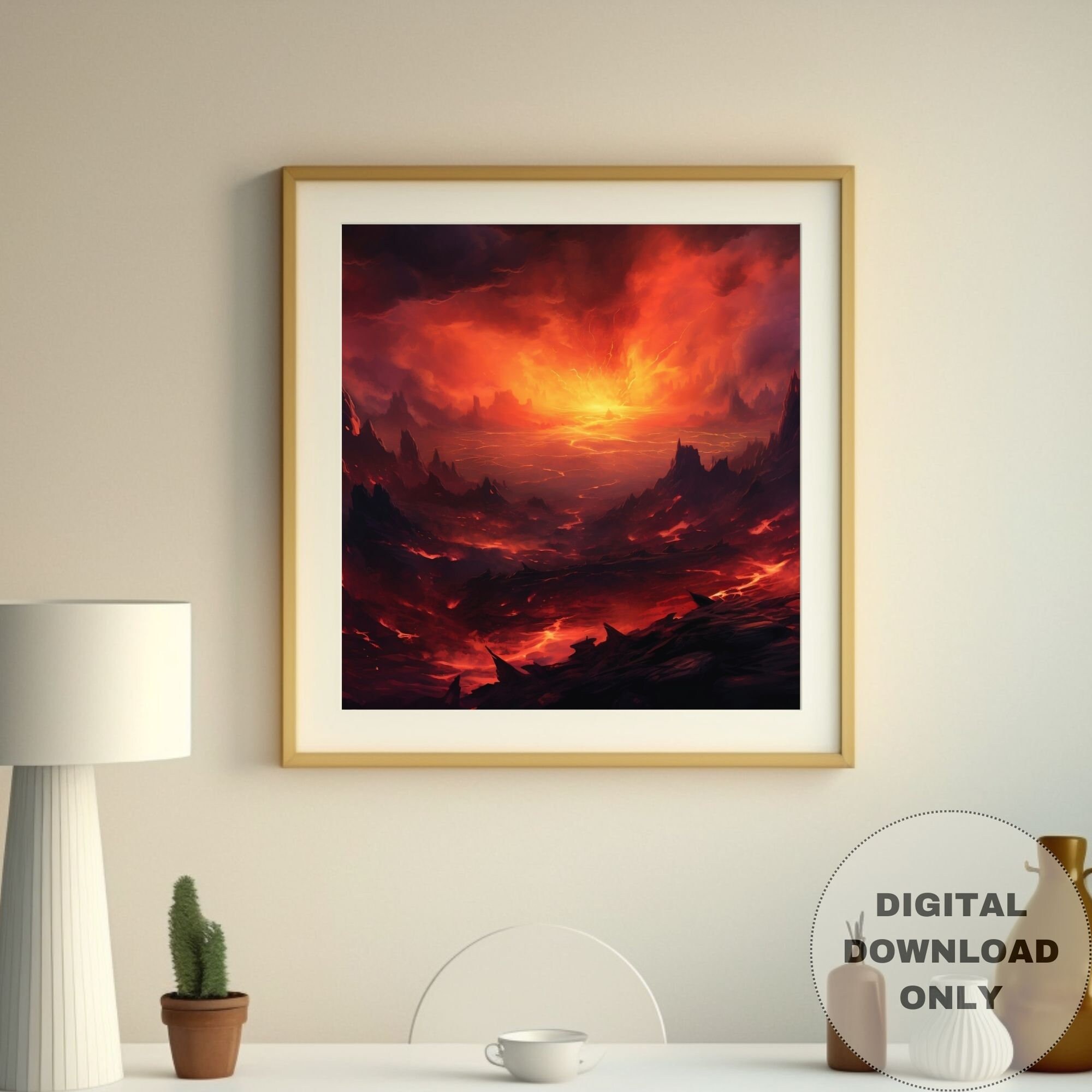 Birth of a Demon, Eruption-volcanic-ominous, Printable Wall Art ...