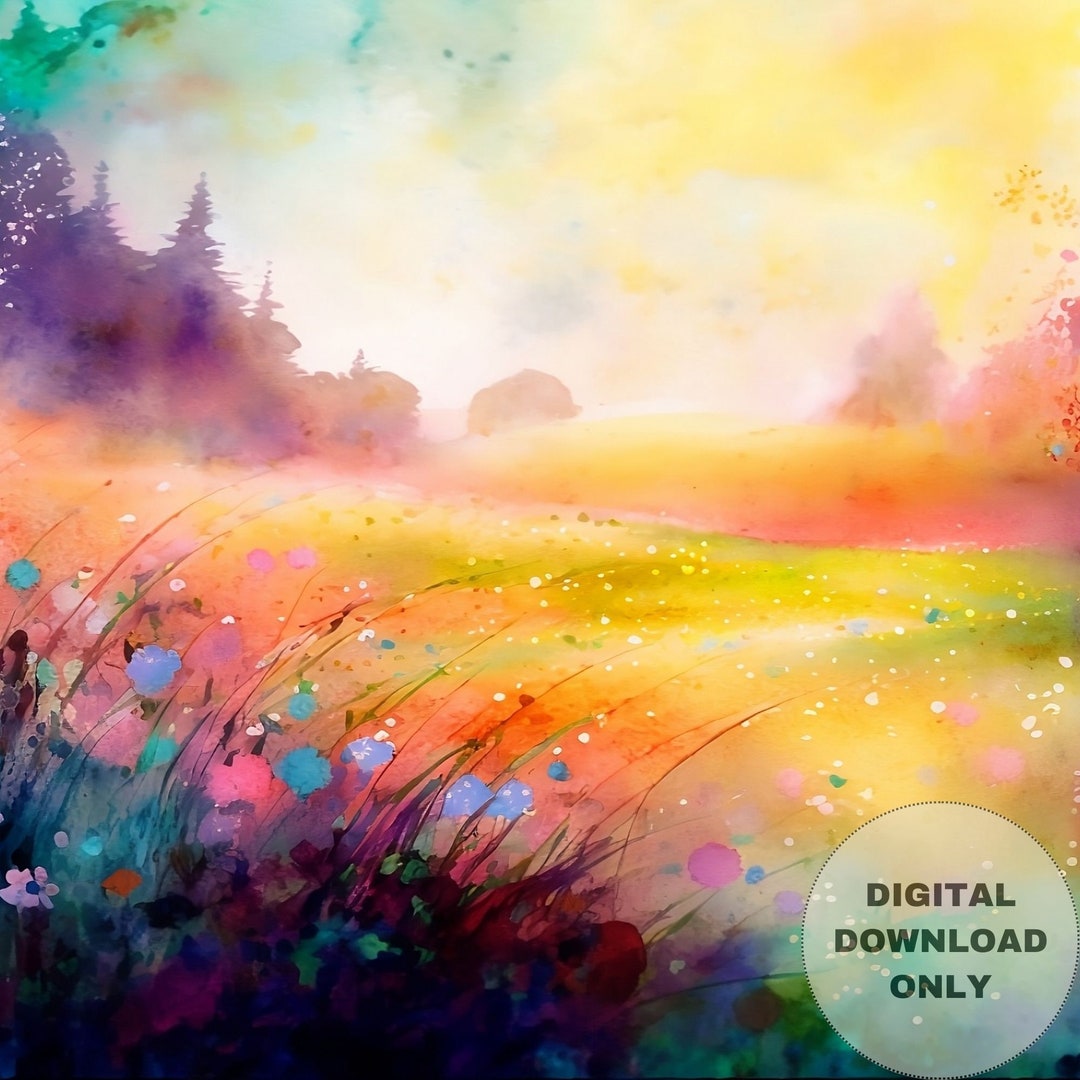 Springtime in the Ethereal Fields, Flowers-spring-meadow, Printable ...