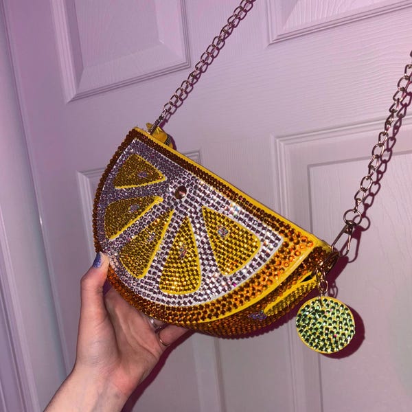 Rhinestoned Half Lemon Slice Purse (Crossbody)
