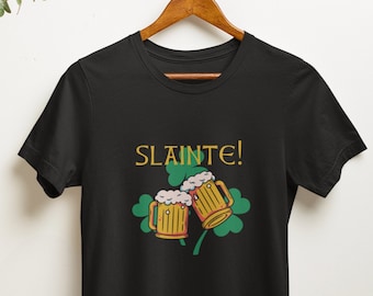 Slainte St. Patrick's Day Irish Cheers Beer Unisex Jersey T-shirt met korte mouwen