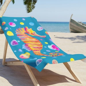 Seahorse Bright Fun Beach Towel