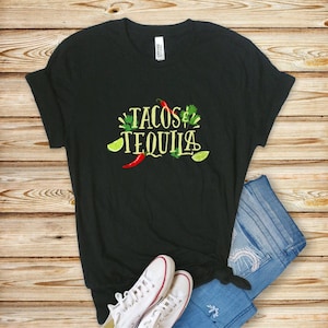 Tacos and Tequila Bright Fun T-Shirt Unisex Jersey Short Sleeve Graphic Tee