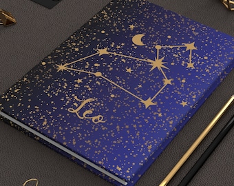 Leo Constellation Zodiac Birthday Hardcover Lined Journal Matte