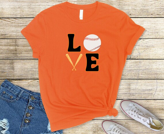 Love Baseball Orange and Black Canvas Unisex Jersey Short Sleeve Tee