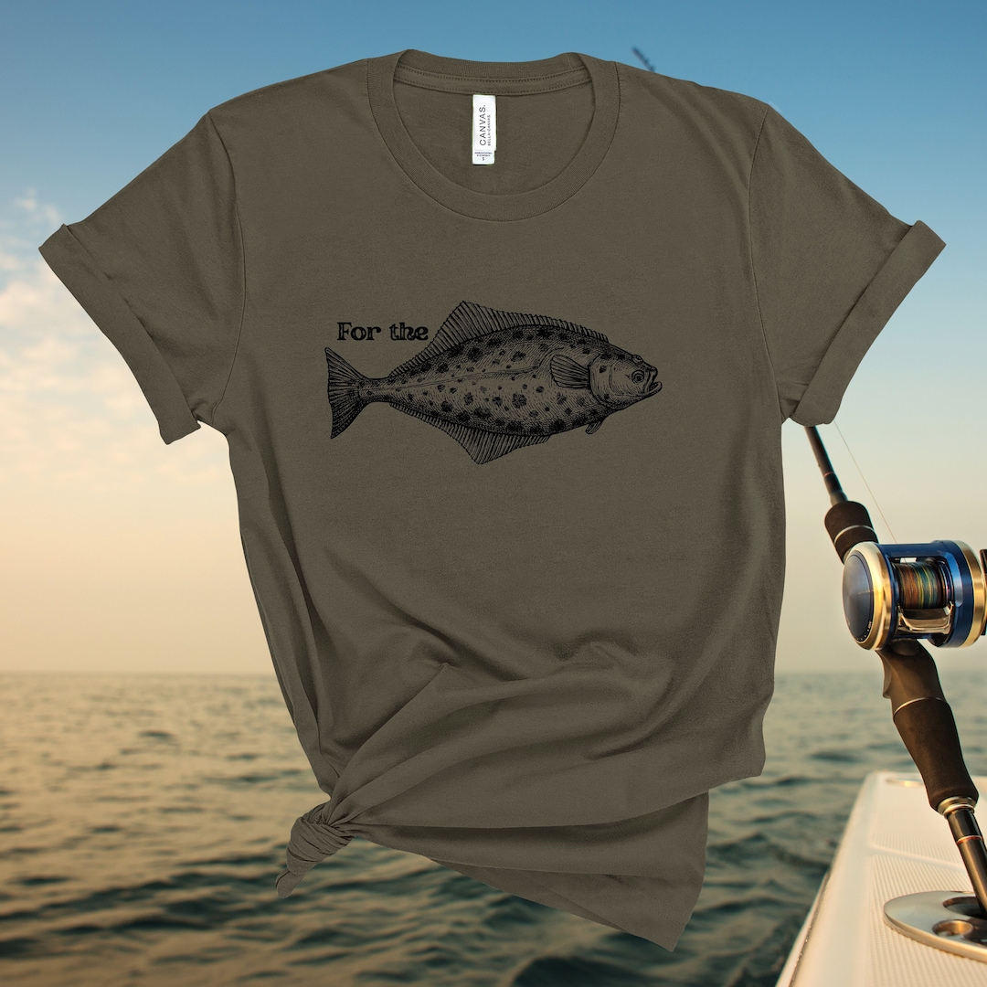 For the Halibut Fish Funny Fishing Dad Joke Tshirt Unisex Jersey Short