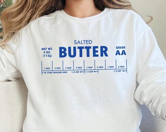 Sudadera con estampado de etiqueta de mantequilla / Sudadera con cuello redondo para amantes de la comida