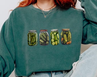 Sudadera Pickle Jars, amante de los pepinillos, corte holgado