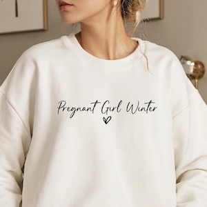 Bluza zimowa dla ciężarnej dziewczyny, sweter ciążowy z okrągłym dekoltem, ujawnienie ciąży, era ciąży, prezent dla przyszłej mamy, nowa mama, prezent na baby shower