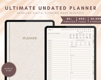 Planificador digital minimalista sin fecha: Planificador GoodNotes para iPad (PDF)