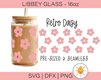 SVG retro de margaritas Libbey Glass: margaritas bohemias de primavera (descarga digital)