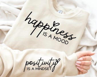 Boho Positivity Quote SVG PNG: Happiness Is A Mood (Digital Download)