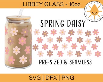 Spring Daisy Libbey Glass Can SVG: Boho Floral (Digital Download)