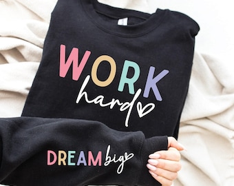 Work Hard Dream Big SVG PNG: Boho Inspirational Quote (Digital Download)