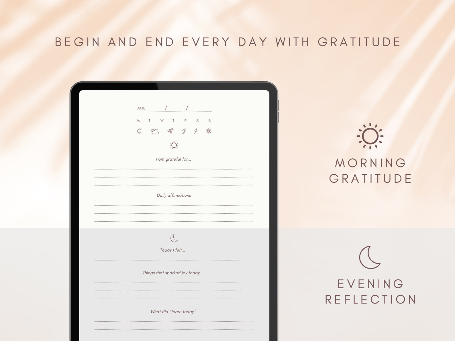 Digital Gratitude Journal, the 5 Minute Journal for Ipad, 5 Minute