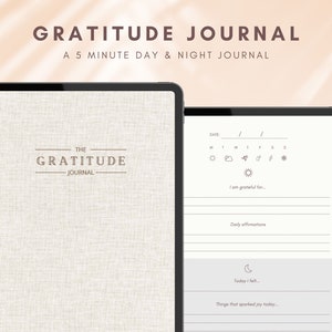 Digital Gratitude Journal, The 5 Minute Journal for iPad, 5 Minute Gratitude Journal, iPad Digital Planner, Self Care Journal, Goodnotes