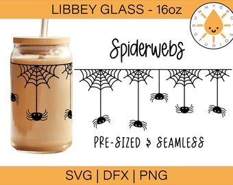 Diseño de telarañas para vidrio Libbey SVG, archivo de corte de araña para Halloween (descarga digital)