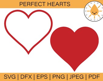 Heart SVG: Solid & Outline Hearts, Valentine's Day (Digital Download)