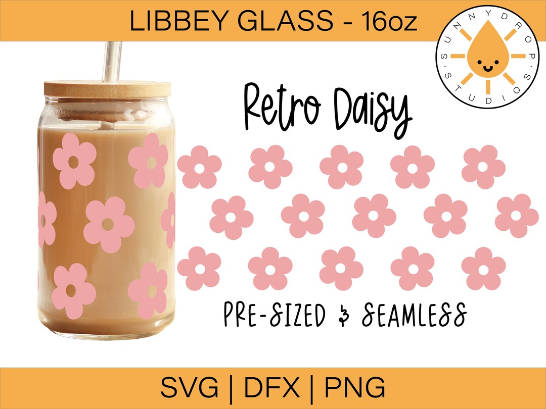 Retro Daisy Libbey Glass SVG: 16oz Can Wrap (digital Download) - Etsy