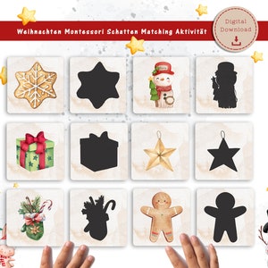 Winter Schatten Matching Spiel Montessori Aktivität 18 Kartenpaaren Lernspiele Kinder Shadow matching cards