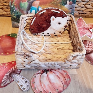 Tarjetas de enhebrado de otoño Tarjetas de cordones Montessori Actividades de habilidades motoras finas Juegos preescolares de jardín de infantes