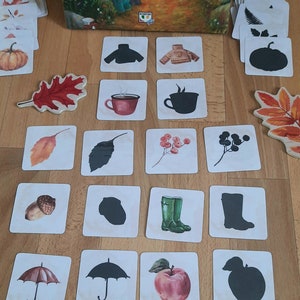 24 Autumn Shadow Matching Cards game Preschool Activity  Montessori matching cards Preschool Children and Toddler learning cards