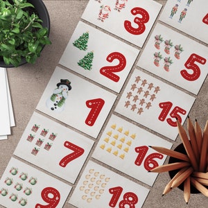 Getallen en hoeveelheden 1-20 kaarten Winter Swing-oefeningen Herschrijfbare Montessori-geïnspireerde voorschoolse cijfers Flash-kaarten Kinderen