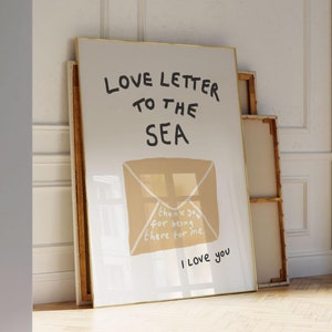 Stampa lettera d'amore al mare, estetica della nipote costiera, arredamento della casa sulla spiaggia, arte murale stampabile alla moda estetica, atmosfera estiva STAMPABILE