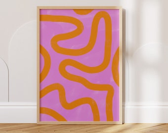 Pink & Orange Abstract Art Print, Modern Abstract Print, Abstract Pink Wall Art, Living Room Art, Modern Bright Abstract Art, PRINTABLE