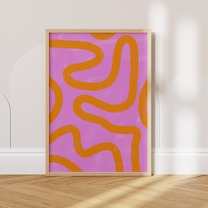 Pink & Orange Abstract Art Print, Modern Abstract Print, Abstract Pink Wall Art, Living Room Art, Modern Bright Abstract Art, PRINTABLE
