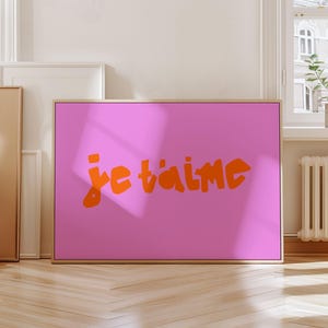 I Love You auf Französisch Poster, Je T&#39;aime Print, Mid Century Typografie Print, Französisches Zitat Poster, Geschenk für Sie, Ästhetischer Druck DRUCKBARE KUNST